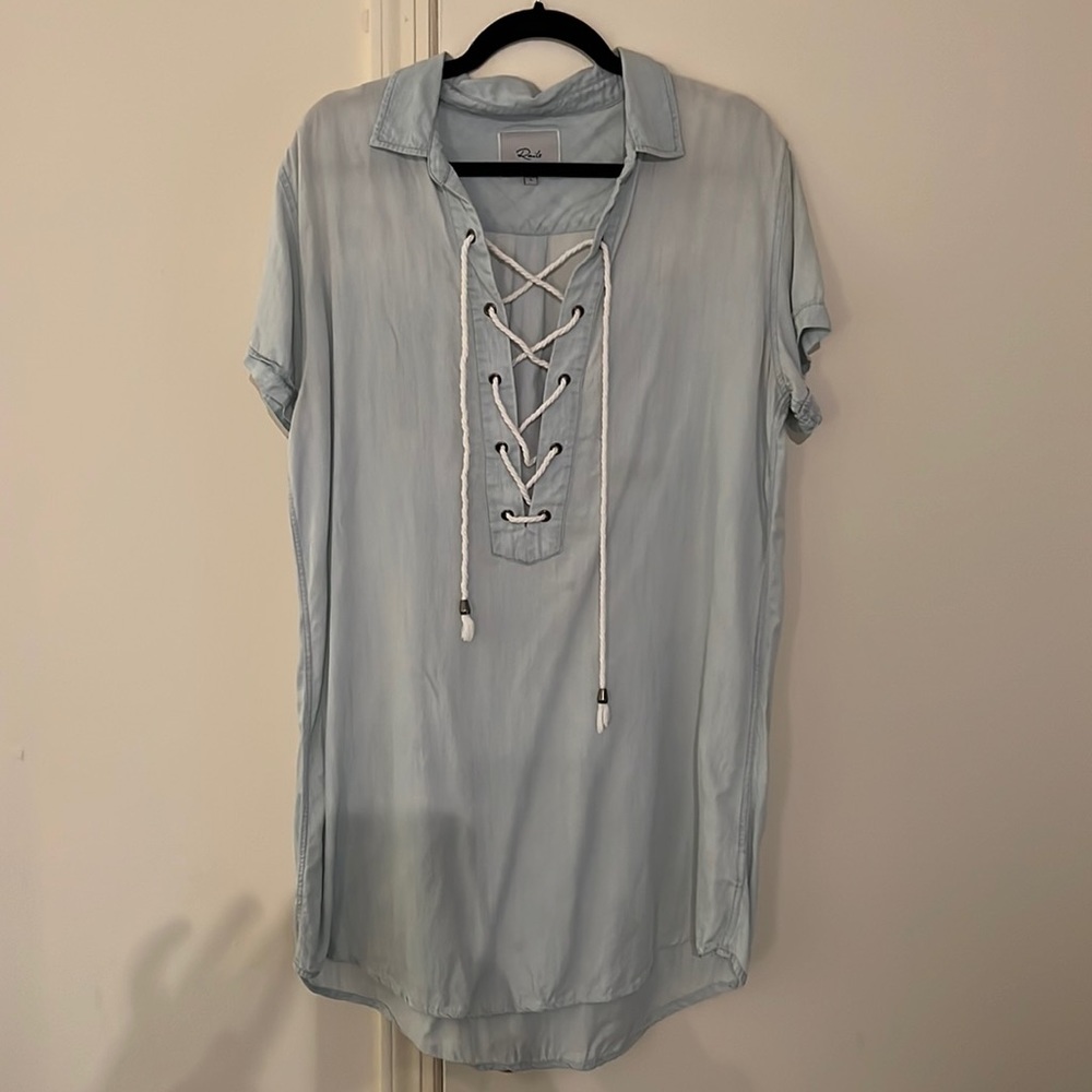 Rails Rocky lace up dress in light blue